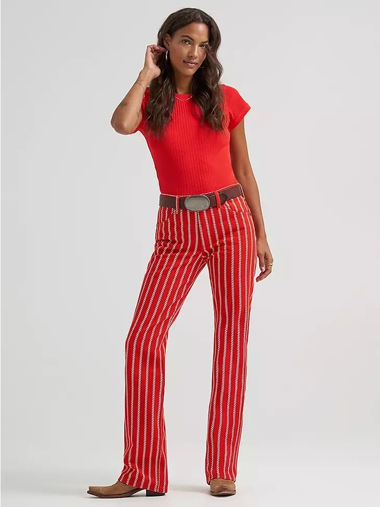 Wrangler Denim - Wrangler Printed Rancher Jean Red 30 length 25 waist